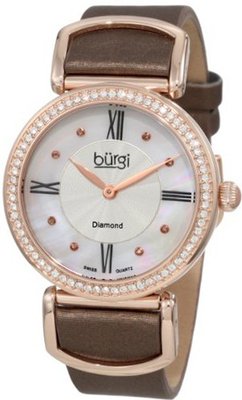 Burgi BUR065BR Swiss Quartz Diamond Strap