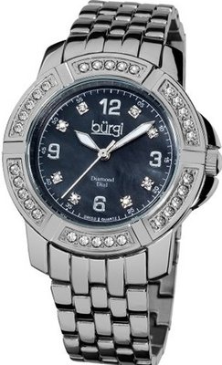 Burgi BUR069BK Stainless Steel Diamond Bracelet