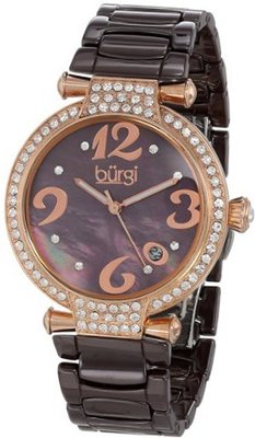 Burgi BUR071BR Quartz Date Ceramic Bracelet