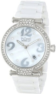 Burgi BUR071WT Quartz Date Ceramic Bracelet