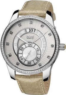 Burgi BUR073GY Stainless Steel Mother-Of-Pearl Leather Strap