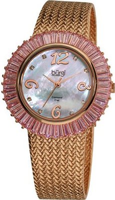 Burgi BUR076PK Mother-Of-Pearl Diamond and Baguette Bracelet