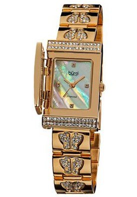 Burgi Mother Of Pearl Dial Rose-Tone Brass Embellished Ladies BUR068RG