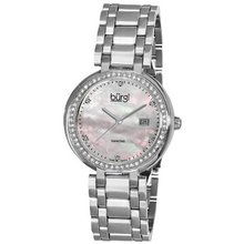 Burgi Steel Mother of Pearl Dial Diamond Stainless Steel Ladies BUR055SS