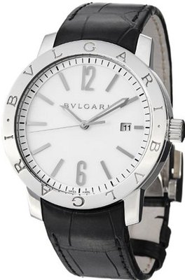 Bvlgari Bvlgari Automatic White Dial Black Leather BB41WSLD