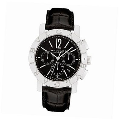 Bvlgari Bvlgari Black Dial Chronograph Black Leather Automatic BB42BSLDCH