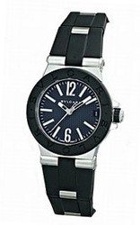 Bvlgari Diagono Quartz Black Dial Black Rubber Ladies 101607