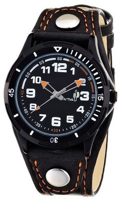 Cactus Children's Quartz with Black Dial Analogue Display and Brown Plastic or PU Strap CAC-50-M08