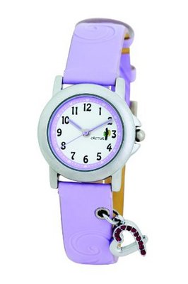 Cactus Girl's Quartz Analogue CAC-52-L09 with Purple Heart 11 Stones PU Strap