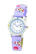 Cactus Girl's Quartz Analogue CAC-53-L09 with Purple Butterflies Stone Dial