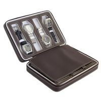 Brown Soft Touch High Quality Briefcase Style Case Display Holder Storage Box With Suede Interior Holds 4 es And 3 Jewelry Accessory Compartments For Cuff Links, Rings, Earrings, Extra Cotter Pins And Other Jewelry Accessories