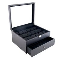 Carbon Fiber Pattern Glass Top Case Display Box with High Clearance for Larger es Holds 36 es