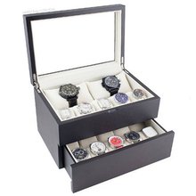 Vintage Dark Walnut Wood Case Display Storage Box Glass Top Holds 20+ es With Adjustable Soft Pillows and High Clearance for Larger es-Vintage Series II