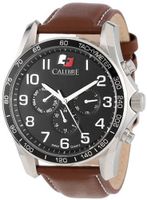 Calibre SC-4B1-04-007.1 Buffalo Round Stainless Steel 24-Hour Day Date Leather Band