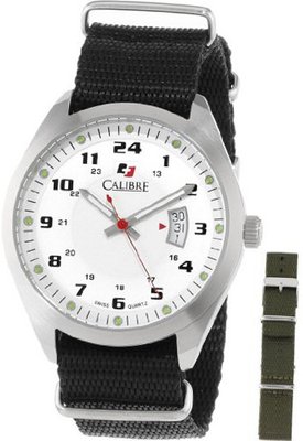 Calibre SC-4T1-04-001SC Trooper Stainless Steel Interchangeable Black/Green Canvas Straps Set