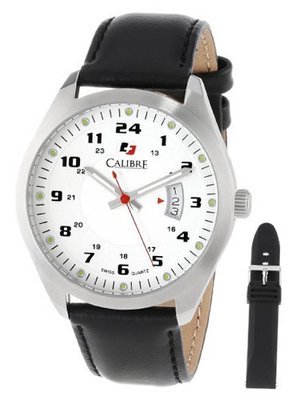 Calibre SC-4T1-04-001SL Trooper Stainless Steel Interchangeable Black Rubber Leather Straps Set