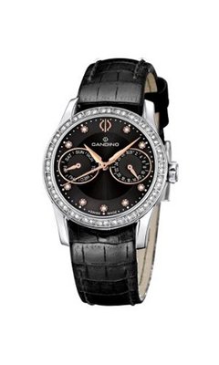 Candino quartz with black Dial analogue Display and black leather Strap C4447/3