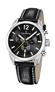 Candino Quartz with Black Dial Chronograph Display and Black Leather Strap C4408/9