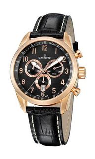 Candino Quartz with Black Dial Chronograph Display and Black Leather Strap C4409/3