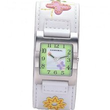Cannibal Active Girls White PU Strap Childrens Butterfly Appliqué CK175-01