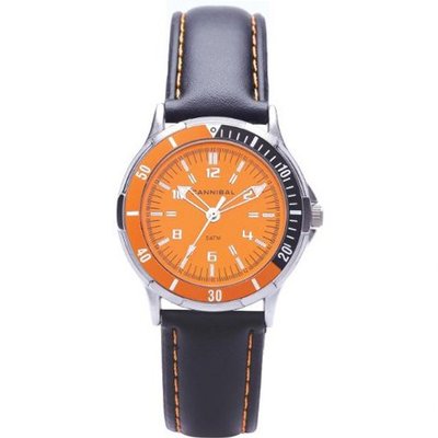 Cannibal Unisex Quartz with orange Dial Analogue Display and Black Plastic or Pu Strap CJ220-26