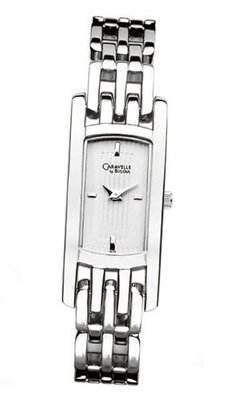 Caravelle Bracelet Design Siver White Patterned Dial Ladies - Caravelle 43L105