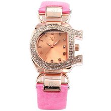Carfenie Lady  Crystal Genuine Leather Band Analog Quartz Wrist Gift CFE048