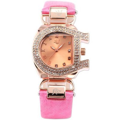 Carfenie Lady  Crystal Genuine Leather Band Analog Quartz Wrist Gift CFE048