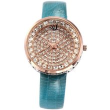 Carfenie  Luxury Crystal Dial Genuine Leather Band Dress Wrist CFE018
