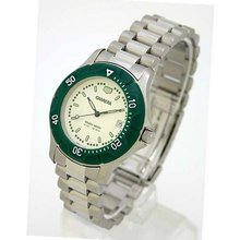 CARRERA Swiss Silver-Tone Stainless Steel Interchangable Bracelet / Resin Strap with Green Rotating Bezel.. Model: CW520.17.6