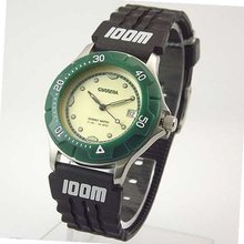 CARRERA Swiss Silver-Tone Stainless Steel with Black Resin Strap and Green Rotating Bezel. Model: CW520.17.1