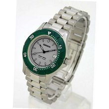 uCarrera CARRERA Swiss Silver-Tone Stainless Steel Interchangable Bracelet / Resin Strap with Green Rotating Bezel. Model: CW520.17.7 