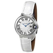 Cartier Ballon Bleu Silver Dial Stainless Steel White Leather Ladies W6920086