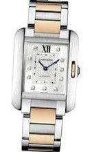 Cartier Tank Anglaise Automatic Silver Dial 18kt Pink Gold and Stainless Steel Ladies WT100025