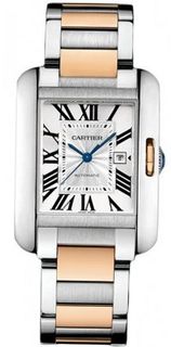 Cartier Tank Anglaise Medium Automatic Rose Gold and Steel Ladies W5310037