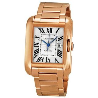 Cartier Tank Anglaise Silver Dial 18kt Rose Gold Ladies W5310003