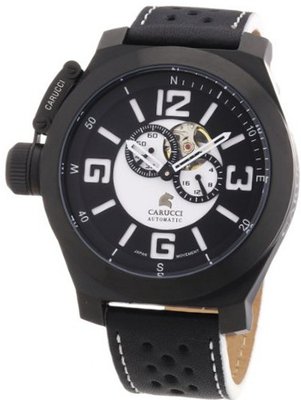 Carucci es Automatic CA2175BK-BK with Leather Strap