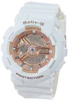 Casio BA-110-7A1CR Baby-G Pink Analog-Digital Display and White Resin Strap