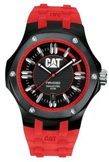 CAT WATCHES A116128128 Navigo Date Black and Red Analog Dial Red Rubber Strap