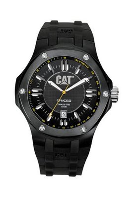 CAT A116121121 Navigo Date Black Analog Dial with Black Rubber Strap