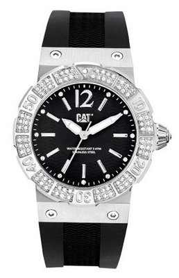 CAT Active Ocean Lady , Black With Stones Dial and Black Silicone Strap