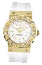 CAT Active Ocean Lady , White / Rose Gold With Stones Dial and White Silicone Strap
