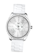CAT L4 , Silver With Stones Dial and White Silicone Strap