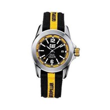 Caterpillar YA14163134 Big Twist XL Date Black Analog Dial with a Black and Yellow Nylon Strap
