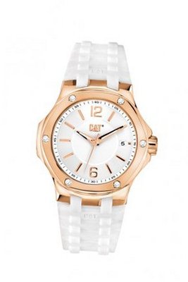 uCaterpillar CAT Navigo Lady , White / Rose Gold Dial and White Silicone Strap 
