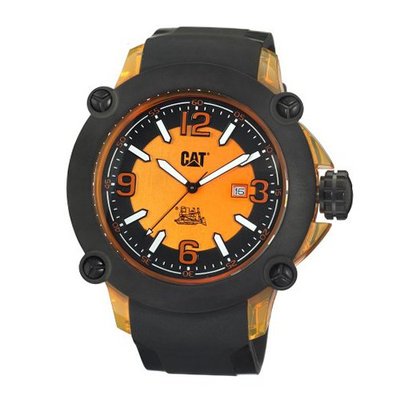 uCaterpillar CAT P218120128 Ranger Black Analog Dial and Orange Case with Black Rubber Strap 