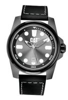 uCaterpillar CAT Style , Grey Dial and Black Leather Strap 