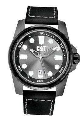 uCaterpillar CAT Style , Grey Dial and Black Leather Strap 