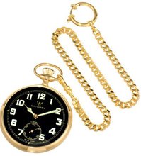 Catorex 170.6.1810.321 Les Breuleux 18k Gold Plated Brass Black Luminous Dial Pocket