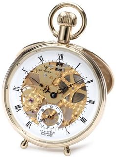 Catorex 180.6.1651.110 Les Breuleux 18k Gold Plated Brass Skeletal Dial Pocket